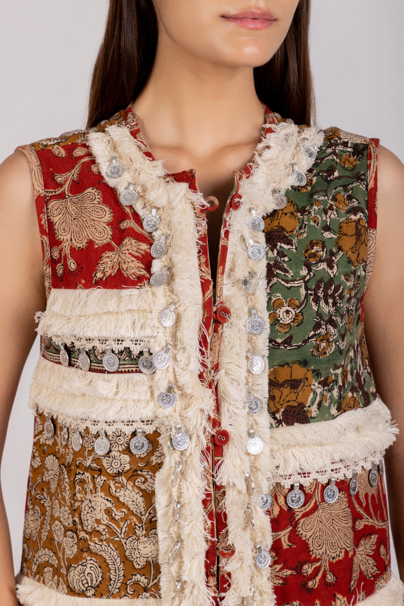 Boho Embroidered 2024 Vest Cuyamuna Signed Columbian 100% handmade Appliqué